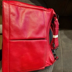 Pompei Red Leather Diaper Bag